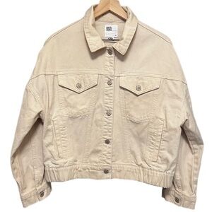 RSQ Collective - Tilly's - Ivory Cream Off White Jean Denim Bomber Coat Jacket